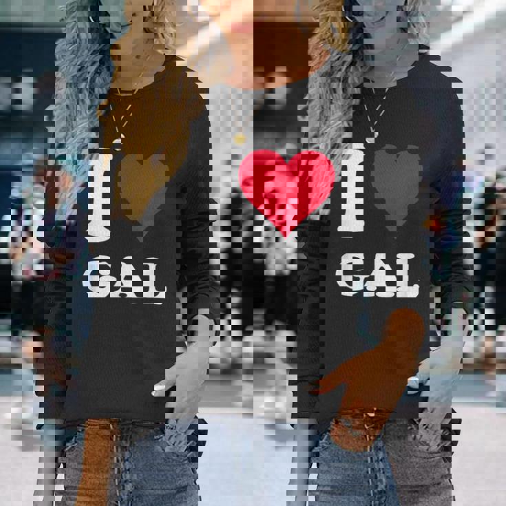 Red Heart I Love Gal 長袖Tシャツ 彼女への贈り物