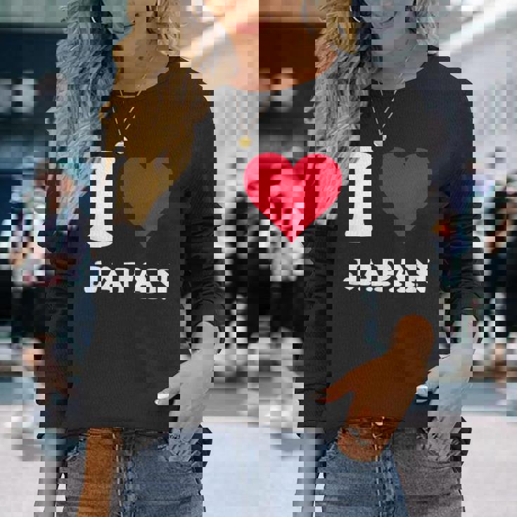 Red Heart I Love Japan 長袖Tシャツ 彼女への贈り物