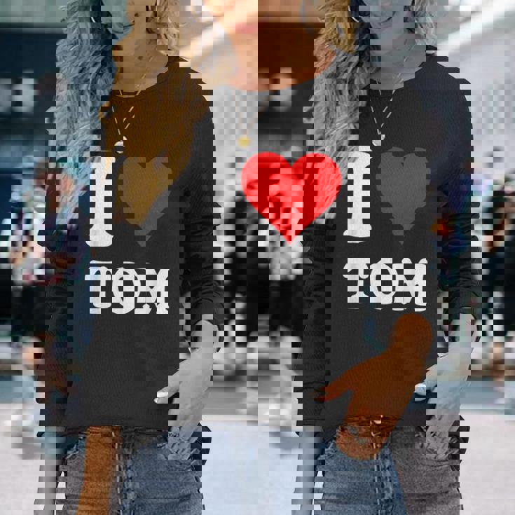 Red Heart I Love Tom 長袖Tシャツ 彼女への贈り物