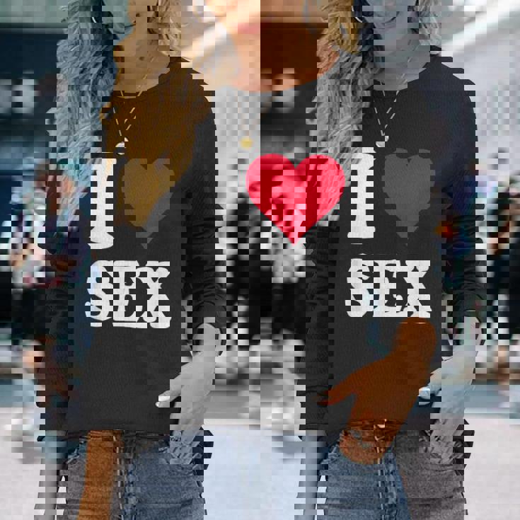 Red Heart I Loveex 長袖Tシャツ 彼女への贈り物