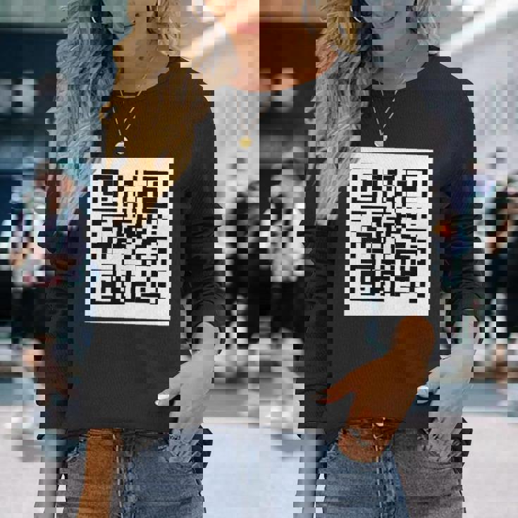 Rickroll Qrコードリンクミーム 長袖Tシャツ 彼女への贈り物