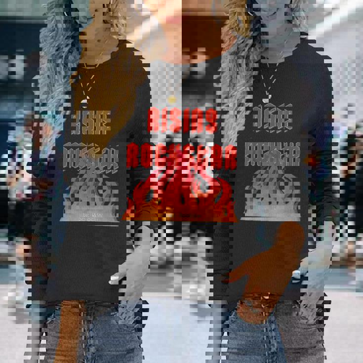 Rising Rockstar Fire Rocker Music Fun ロジックロックスター フェスティバル 長袖Tシャツ 彼女への贈り物