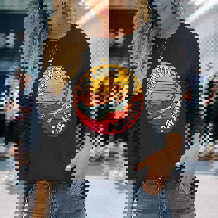 Sea Lives Matter ハンマーヘッドシャークを守る海の命 長袖Tシャツ 彼女への贈り物