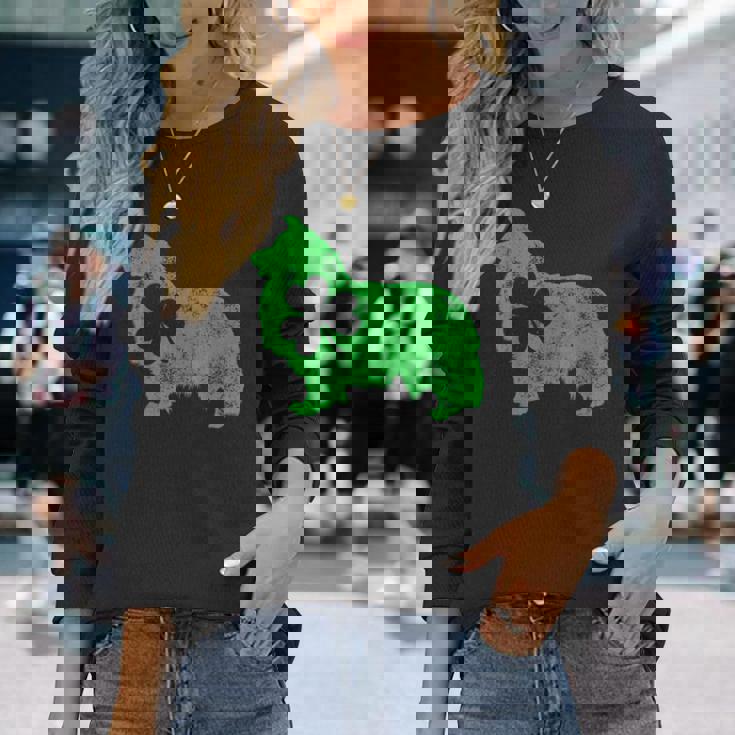 Shetlandheepdog シェルティ セントパトリックデー メンズ シャムロックドッグ 長袖Tシャツ 彼女への贈り物