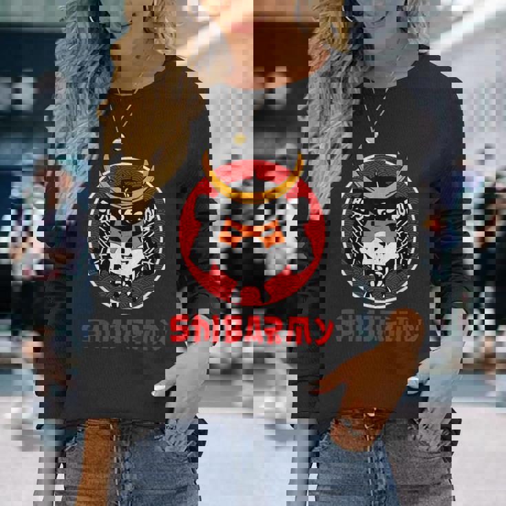 Shib Army クリプトホドルサムライ柴犬コイン 長袖Tシャツ 彼女への贈り物