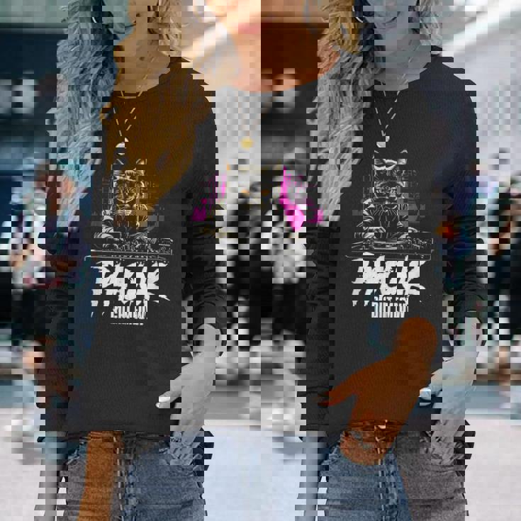 Sigma Phonk Edm Cat Dj Phonk Right Meow 長袖Tシャツ 彼女への贈り物