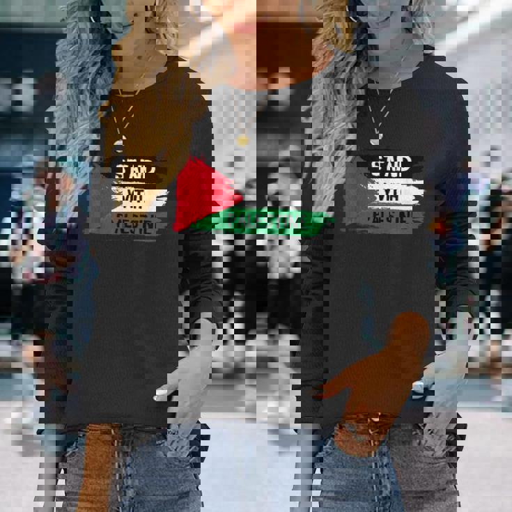 Stand With Palestineupporters Free Gaza エルサレムモスク 長袖Tシャツ 彼女への贈り物