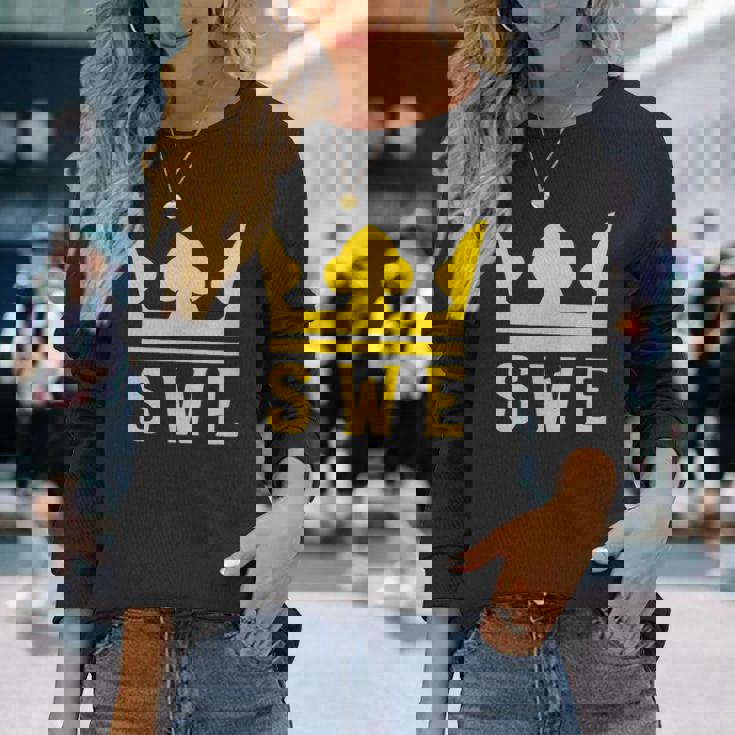 Swe With A Royal Crown スウェーデン 長袖Tシャツ 彼女への贈り物