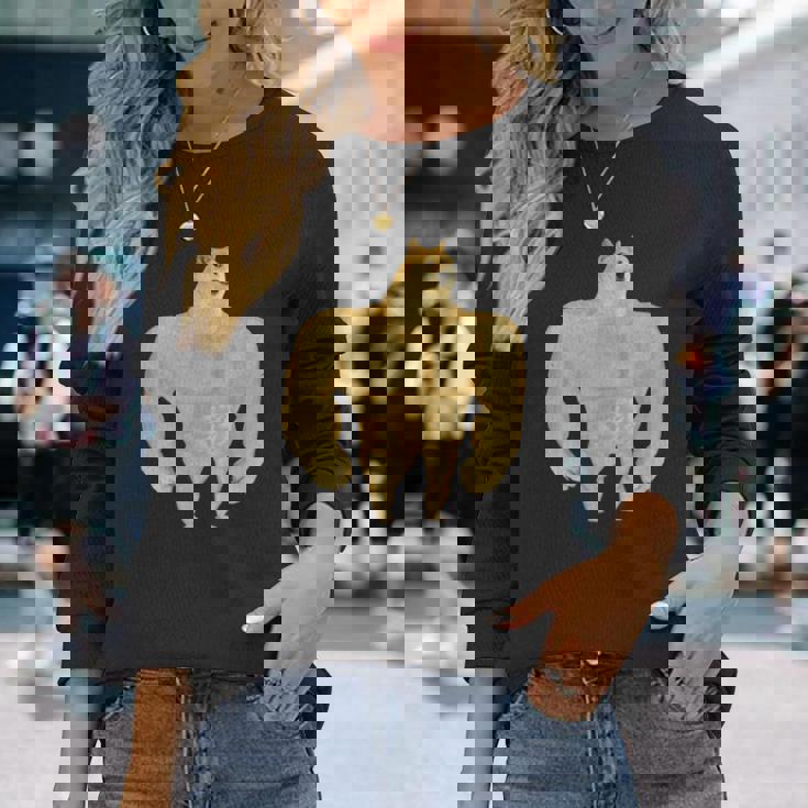 Swole Doge Meme Buff Doge Meme 長袖Tシャツ 彼女への贈り物