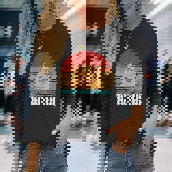 Taco King For Tacos Lover メキシカンタコス ファニー タコス サンセット 長袖Tシャツ 彼女への贈り物