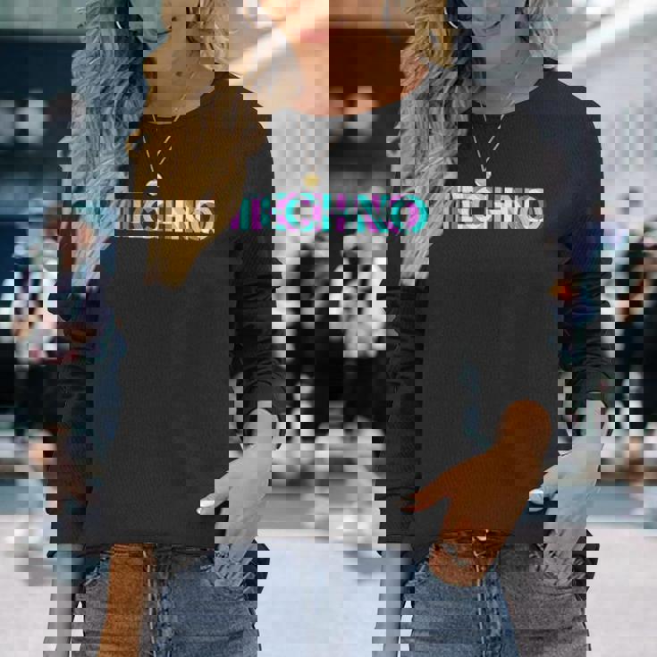 Techno Edm Music Rave Party Raver Dj テクノハウス 長袖Tシャツ 彼女への贈り物