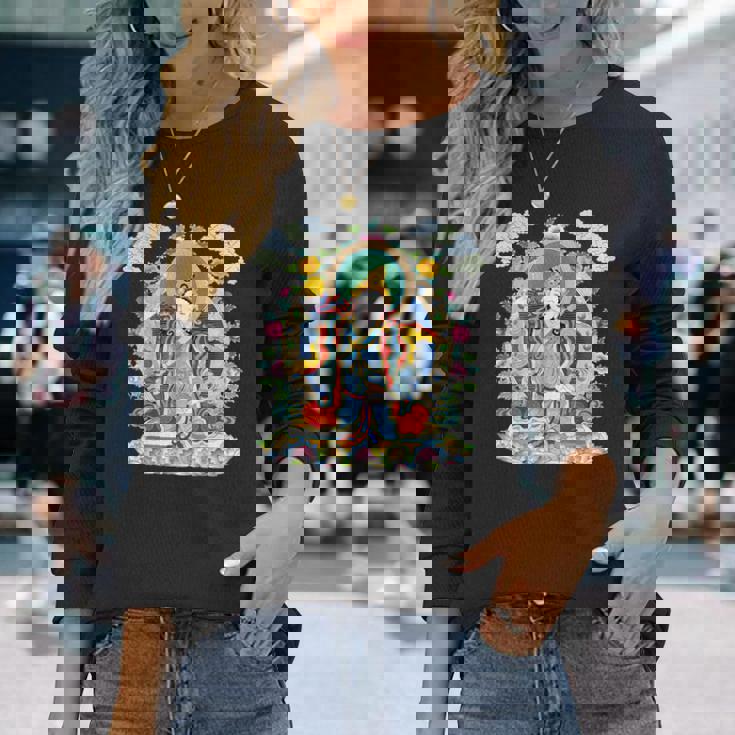 Thangka ブッダ ヨガ 曼荼羅 瞑想 仏教 ナマステ 長袖Tシャツ 彼女への贈り物