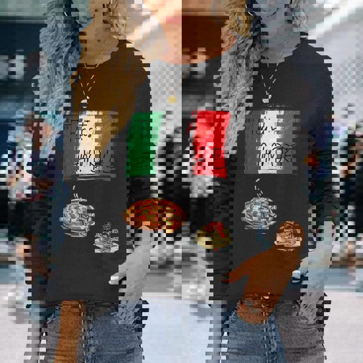 That's Amore ピザ パスタ好き イタリア料理 イタリア国旗 長袖Tシャツ 彼女への贈り物