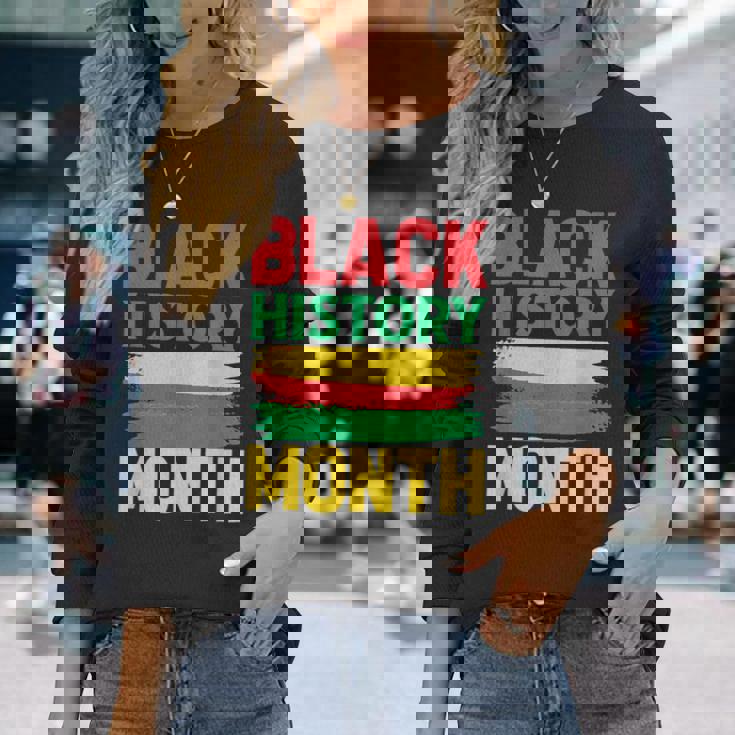 History Month ペイントブラシ ジューンティーンス ブラックヒストリー 長袖Tシャツ 彼女への贈り物