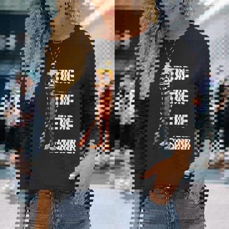 Tung Tung Tungahur イタリアンブレインレッドミーム 長袖Tシャツ 彼女への贈り物