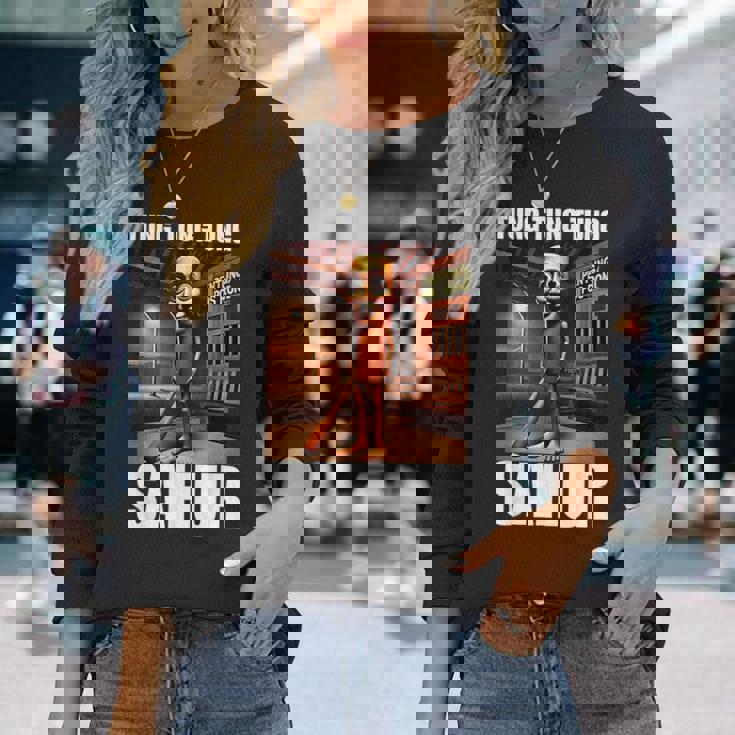 Tung Tung Tungahur-イタリアのブレインロットミーム 長袖Tシャツ 彼女への贈り物