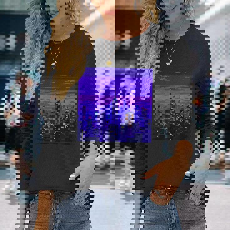 Vaporwave レトロゲーミングピクセルアート 長袖Tシャツ 彼女への贈り物