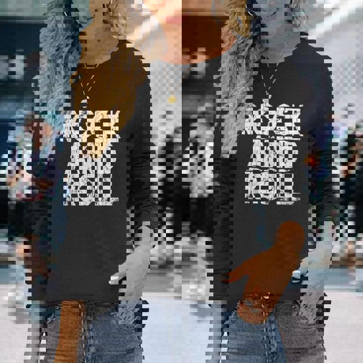 Vintage Grunge Old Rock & Roll Music Rock And Roll 長袖Tシャツ 彼女への贈り物