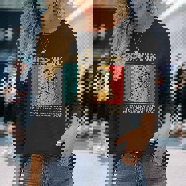 Wrestling It's What Do ビンテージレスリングレスラー 長袖Tシャツ 彼女への贈り物