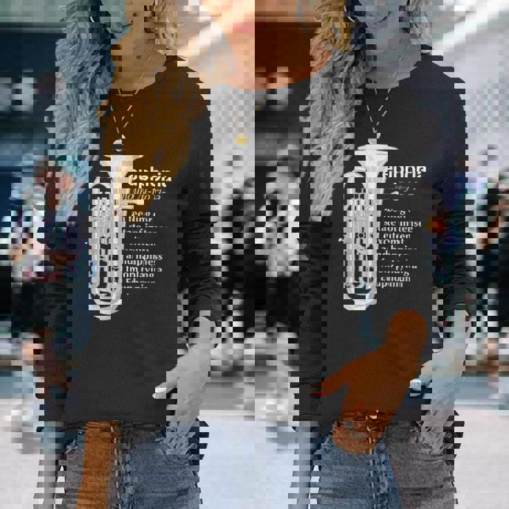 「Euphoria」吹奏楽のためのユーフォニアムユーモア 面白いユーフォニアム 長袖Tシャツ 彼女への贈り物