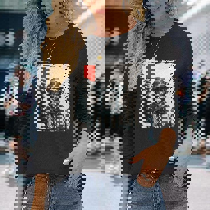 「シンパンジー」審判 シンパン チンパンジー レッドカード 猿 サル スポーツ サッカー 日本語 カタカナ かっこいい 長袖Tシャツ 彼女への贈り物