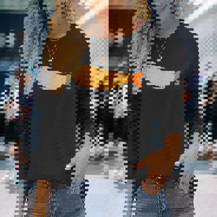 【エビフライ】えびふらい 海老 えび 蝦 エビ おもしろ 面白い シンプル イラスト おしゃれ 可愛い ネタ ウケ狙い 長袖Tシャツ 彼女への贈り物