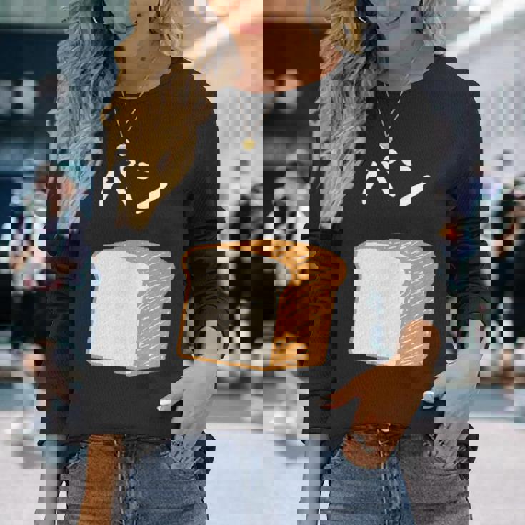 【パン】食パン おもしろ 可愛い 面白い お笑い ユーモア ギャグ ネタ ウケ狙い 笑える 変な 長袖Tシャツ 彼女への贈り物