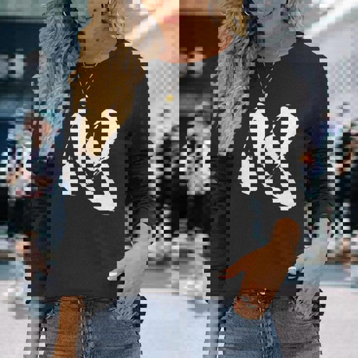 【心】一文字 漢字 日本語 毛筆 書道 筆文字 言葉 和柄 日本 かっこいい お土産 海外 おもしろ 面白い 文字入り 長袖Tシャツ 彼女への贈り物