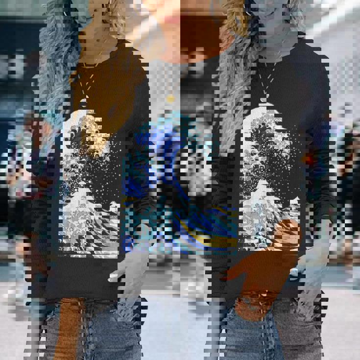 【神奈川沖浪裏】葛飾北斎 和柄 日本のお土産 贈り物 ギフト 長袖Tシャツ 彼女への贈り物