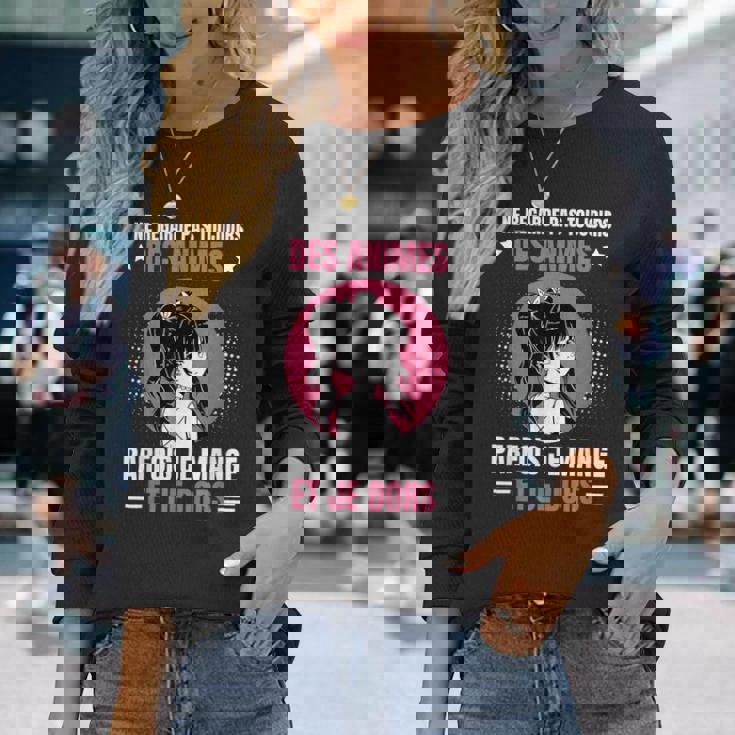 いつもアニメを見ないかわいいアニメ漫画 長袖Tシャツ 彼女への贈り物