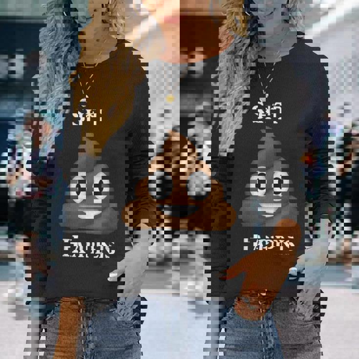 うんちパイル Happensmiling Happy 長袖Tシャツ 彼女への贈り物