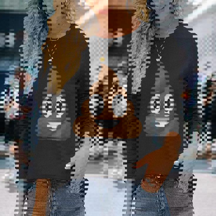 うんちパイル 笑顔 ハッピー うんちパイル うんちの渦 かわいい おもしろい 長袖Tシャツ 彼女への贈り物