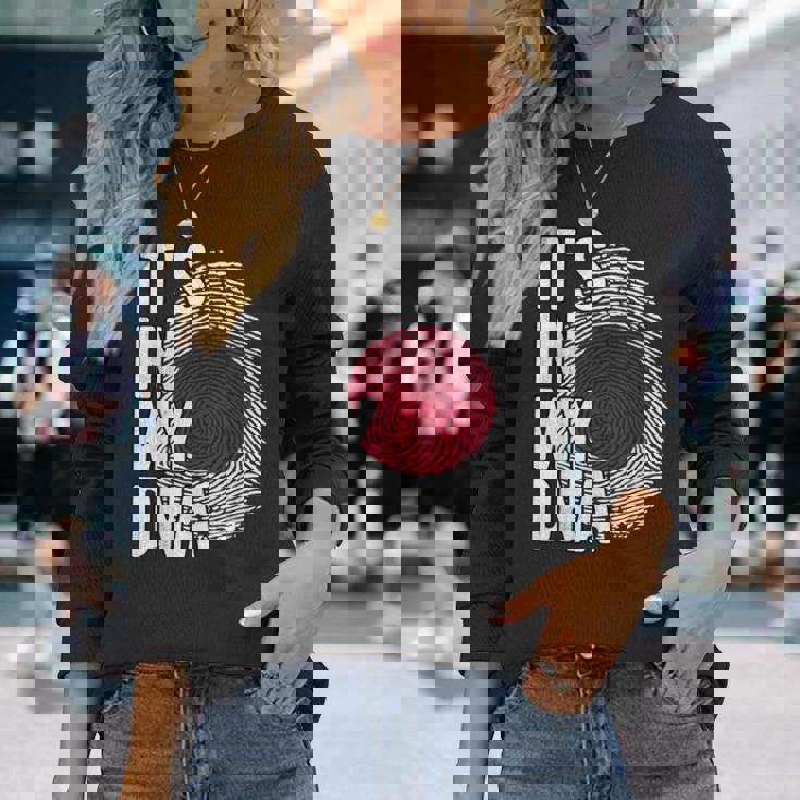 おかしな It's In My Dna 日本国旗 指紋 長袖Tシャツ 彼女への贈り物