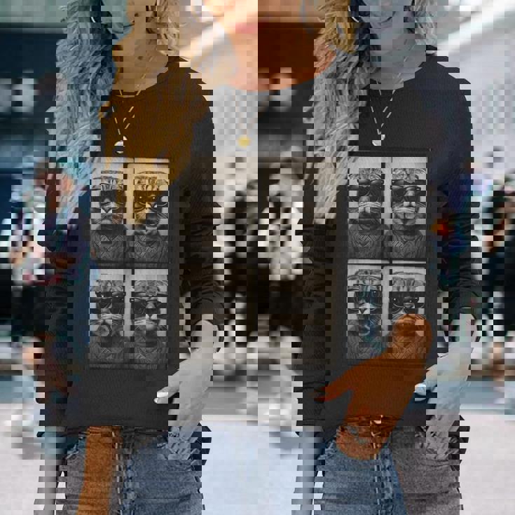 おしゃれメガネのスコティッシュフォールド 長袖Tシャツ 彼女への贈り物