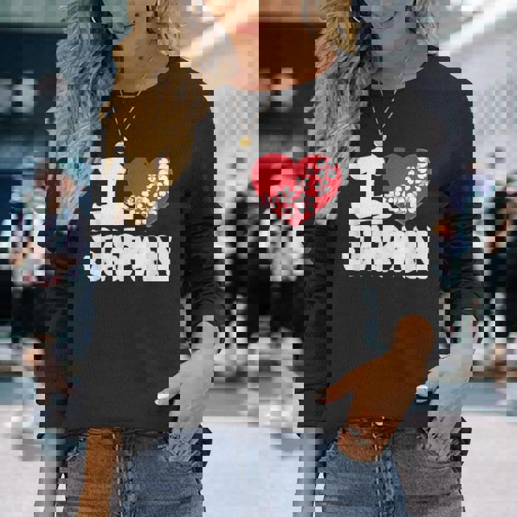 おもしろい日本の国旗 愛 日本のフランスの旗 I Love Japan Meme 長袖Tシャツ 彼女への贈り物