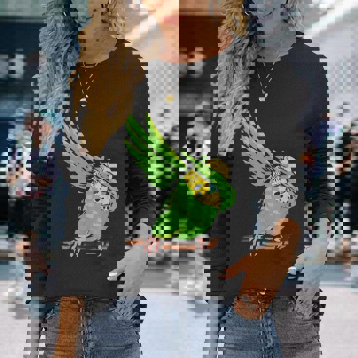 おもしろインコ セキセイインコ ペット オウム 動物 愛 長袖Tシャツ 彼女への贈り物