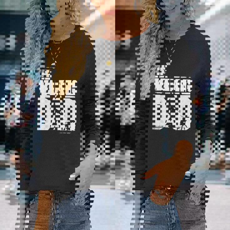 お散歩 お父さん おもしろい 犬 散歩 お父さん ギフト 父の日 長袖Tシャツ 彼女への贈り物