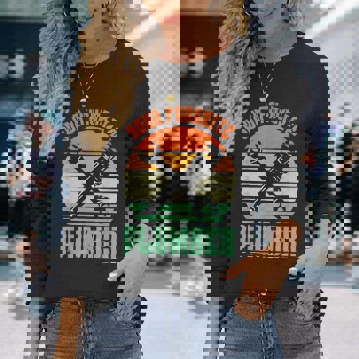 お気に入りの水道屋さん パイプフィッター パイプ 配管工事 配管工 長袖Tシャツ 彼女への贈り物