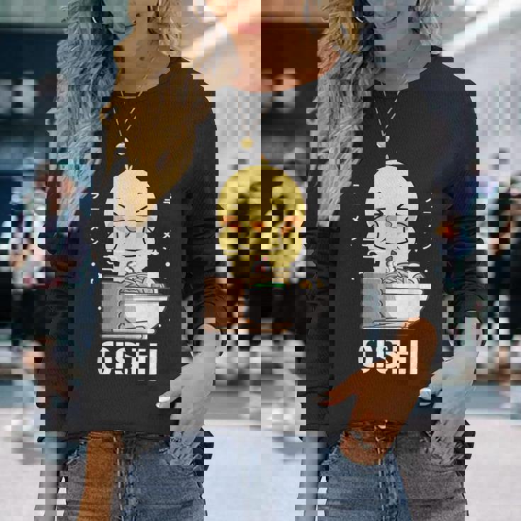 かわいい かわいい チキン 食べる ラーメン 麺 かわいい 美学 長袖Tシャツ 彼女への贈り物