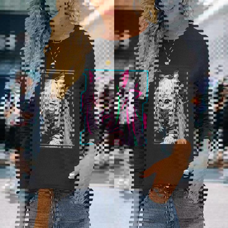 かわいい 日本の漫画 アニメ 美学 サイバーパンク テックウェア 長袖Tシャツ 彼女への贈り物