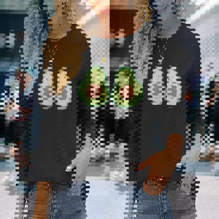 かわいいアボカド 長袖Tシャツ 彼女への贈り物