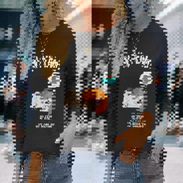 かわいいスリーピングビーグル ペット愛好家のための面白い犬のデザイン 長袖Tシャツ 彼女への贈り物