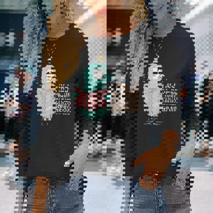 かわいいピジョン This Is My Book キャラクターコスチューム 読書用 長袖Tシャツ 彼女への贈り物