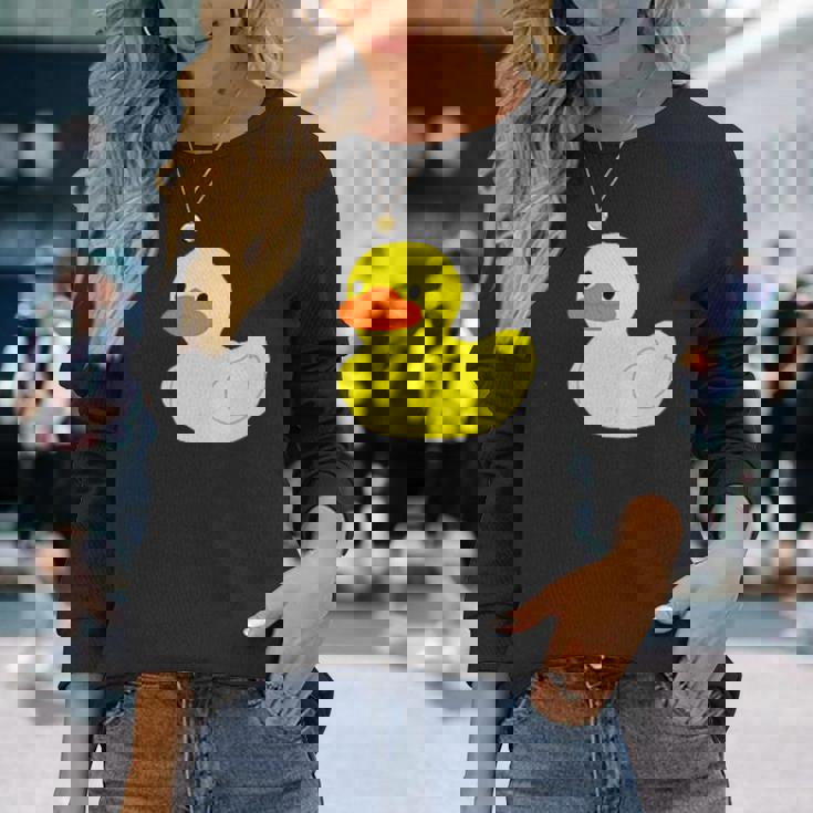 かわいいラバーダックイエローグラフィックかわいいラバーダック 長袖Tシャツ 彼女への贈り物