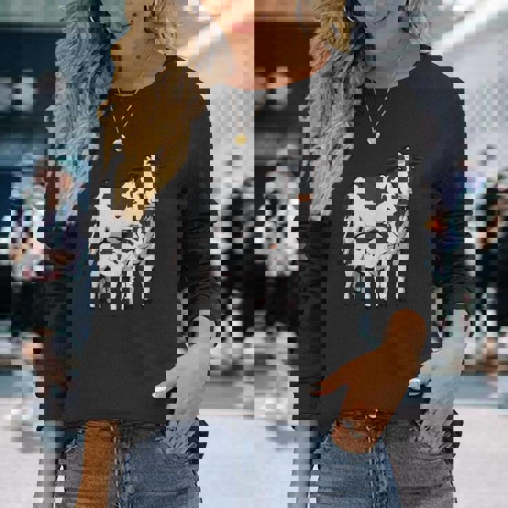 かわいい牛の絵 牛のアート 子牛 牛 母牛 長袖Tシャツ 彼女への贈り物