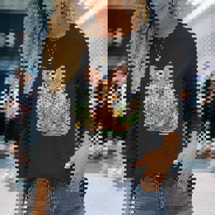 かわいい花カンガルー。 長袖Tシャツ 彼女への贈り物