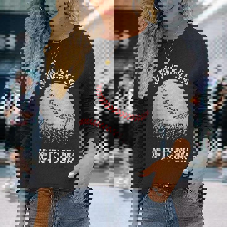 ここは天国か？アイオワ・ビンテージ・ベースボール・コーン・フィールズ 長袖Tシャツ 彼女への贈り物