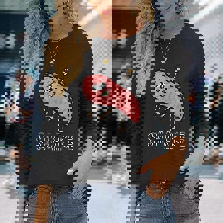 しゃけの切り身さん 長袖Tシャツ 彼女への贈り物