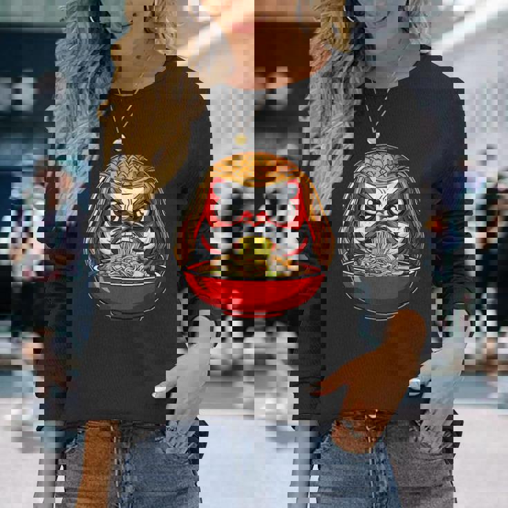 だるま人形 日本 ラーメン 和麺 長袖Tシャツ 彼女への贈り物