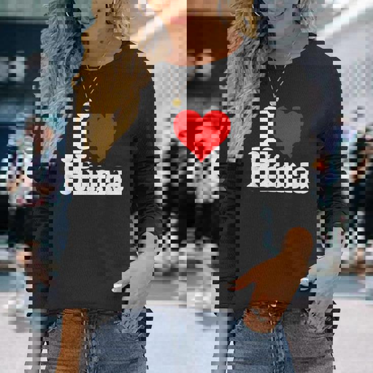 にハートのひな名前が大好き 長袖Tシャツ 彼女への贈り物